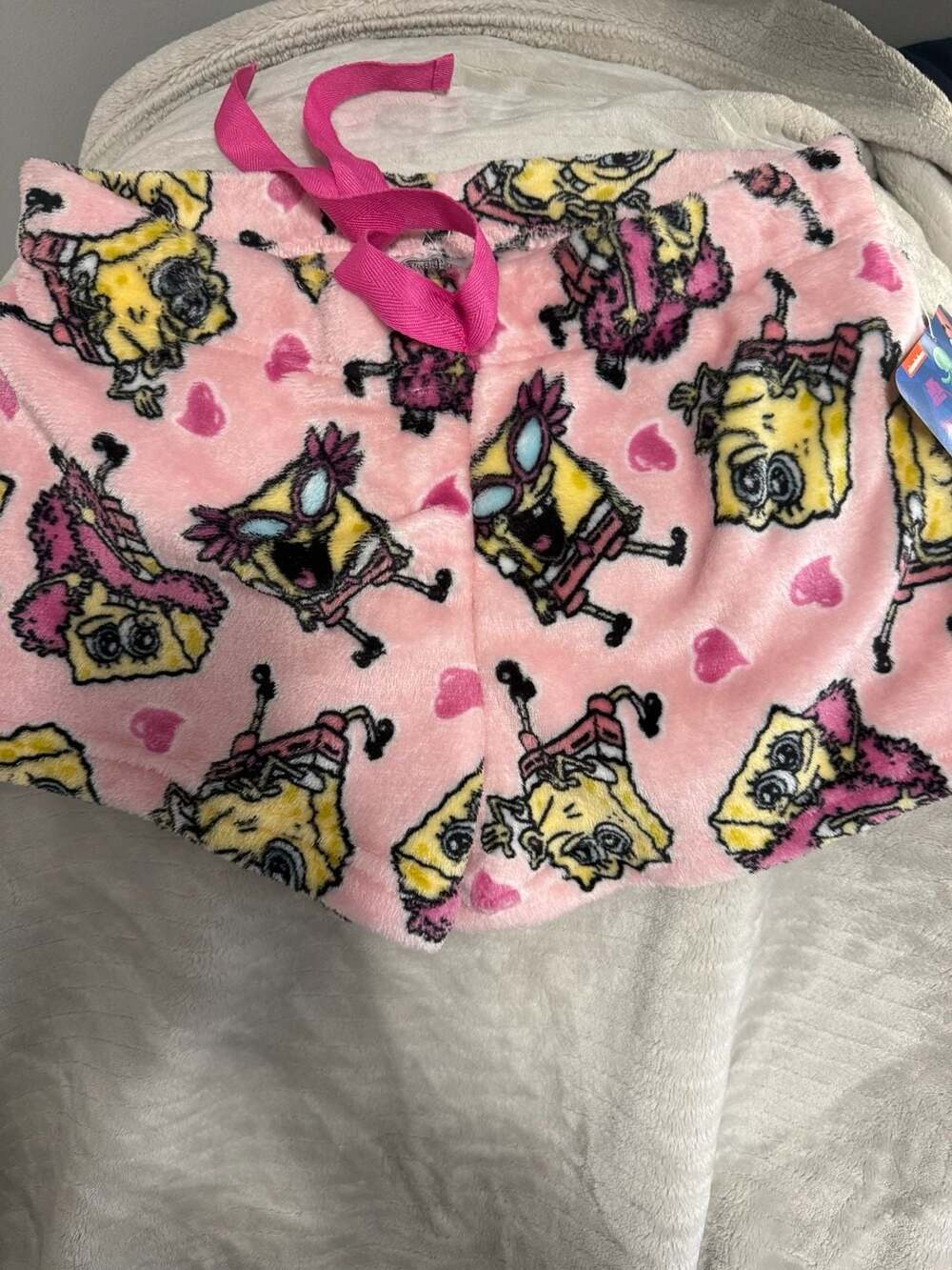 SpongeBob SquarePants Fleece Lounge Shorts Size L Pink Allover Print